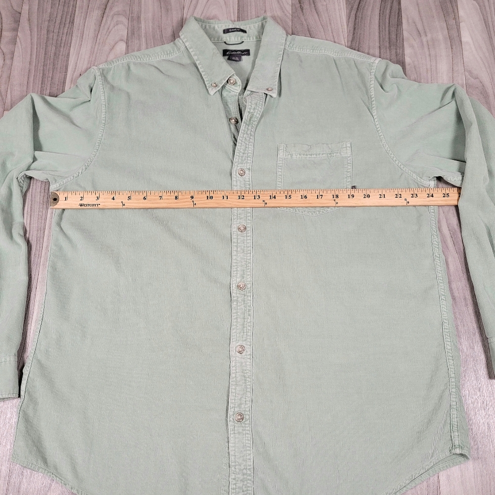 Eddie Bauer Men’s XL Classic Fit Corduroy Green Button Down Shirt Casual - Picture 7 of 9
